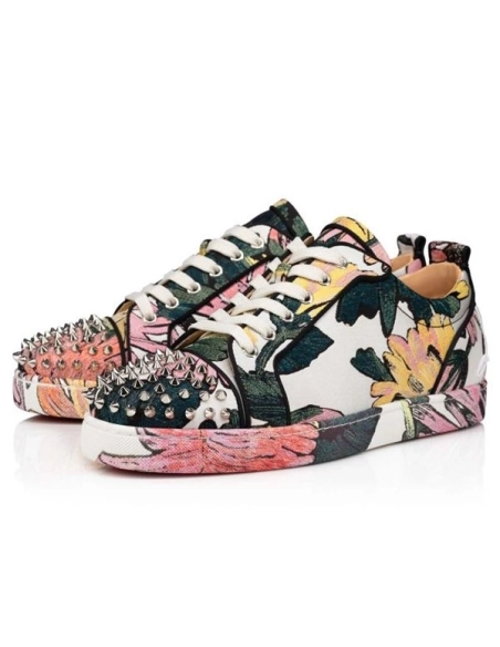 cheap Christian Louboutin Fun Louis Junior Spikes Multi Fabric Sneaker sale