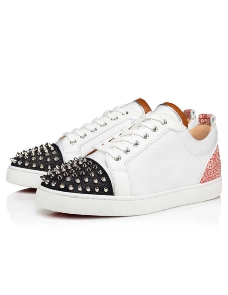 cheap Christian Louboutin Low-top Louis Junior Spikes Orlato Version Multi Fabric sale