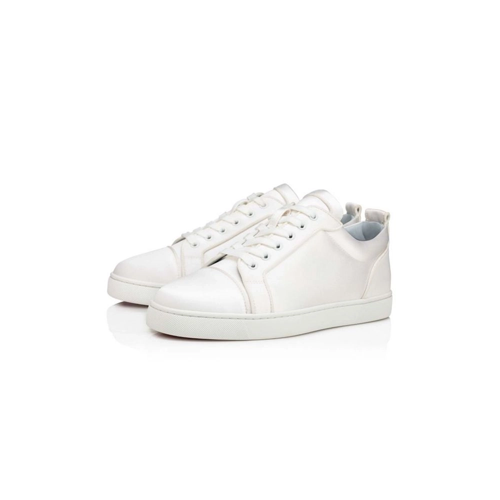 cheap Christian Louboutin Low-top Fun Louis Junior Ivory/lining Blue Satin sale