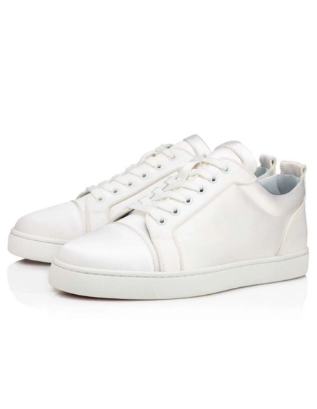 cheap Christian Louboutin Low-top Fun Louis Junior Ivory/lining Blue Satin sale
