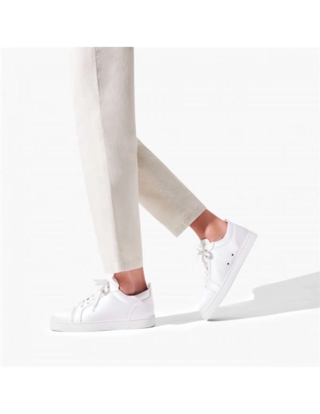 cheap Christian Louboutin Low-top Fun Louis Junior Ivory/lining Blue Satin sale