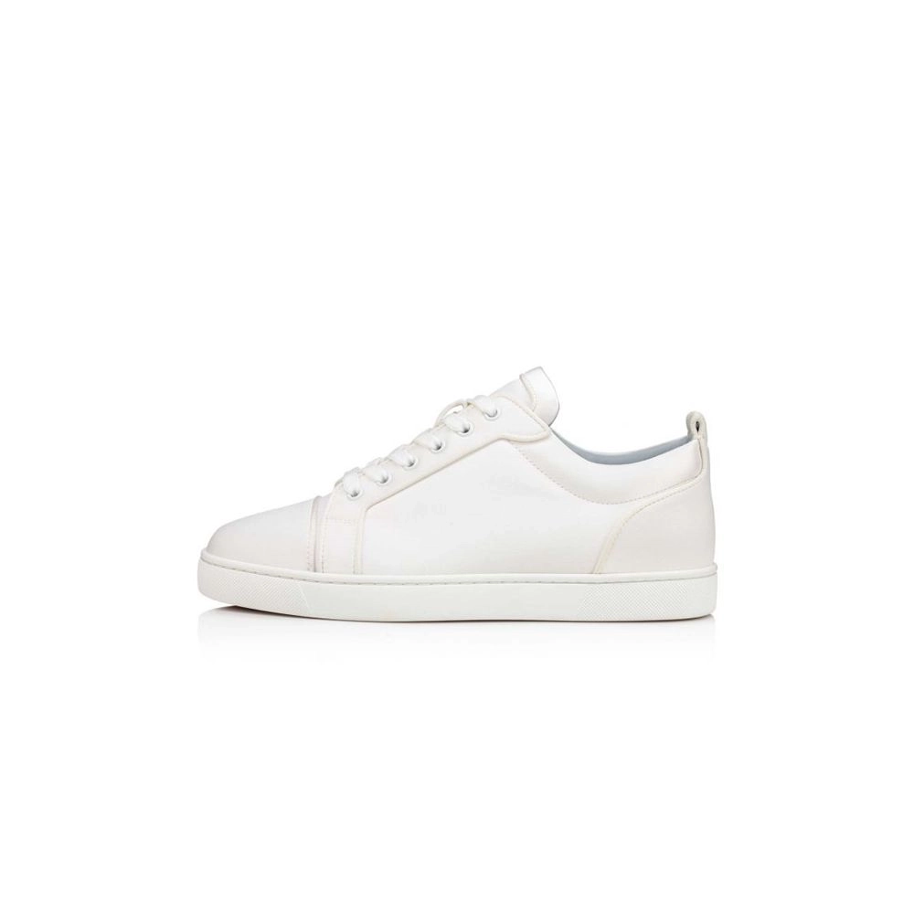 cheap Christian Louboutin Low-top Fun Louis Junior Ivory/lining Blue Satin sale