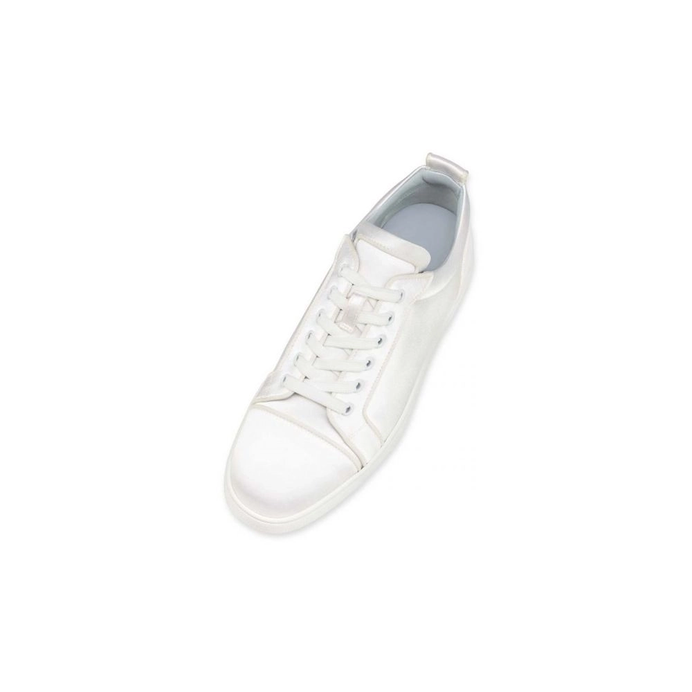 cheap Christian Louboutin Low-top Fun Louis Junior Ivory/lining Blue Satin sale