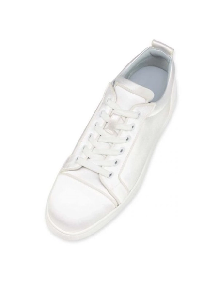 cheap Christian Louboutin Low-top Fun Louis Junior Ivory/lining Blue Satin sale