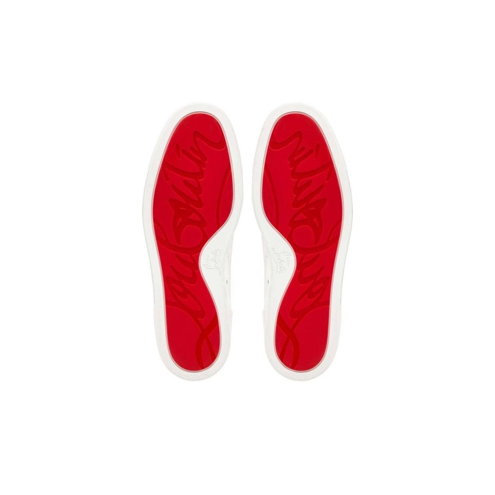 cheap Christian Louboutin Low-top Fun Louis Junior Ivory/lining Blue Satin sale