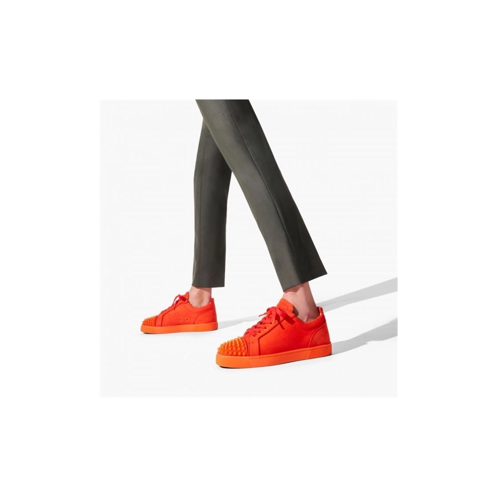cheap Christian Louboutin Low-top Louis Junior SP Sunrise/sunrise Mat Suede Leather sale