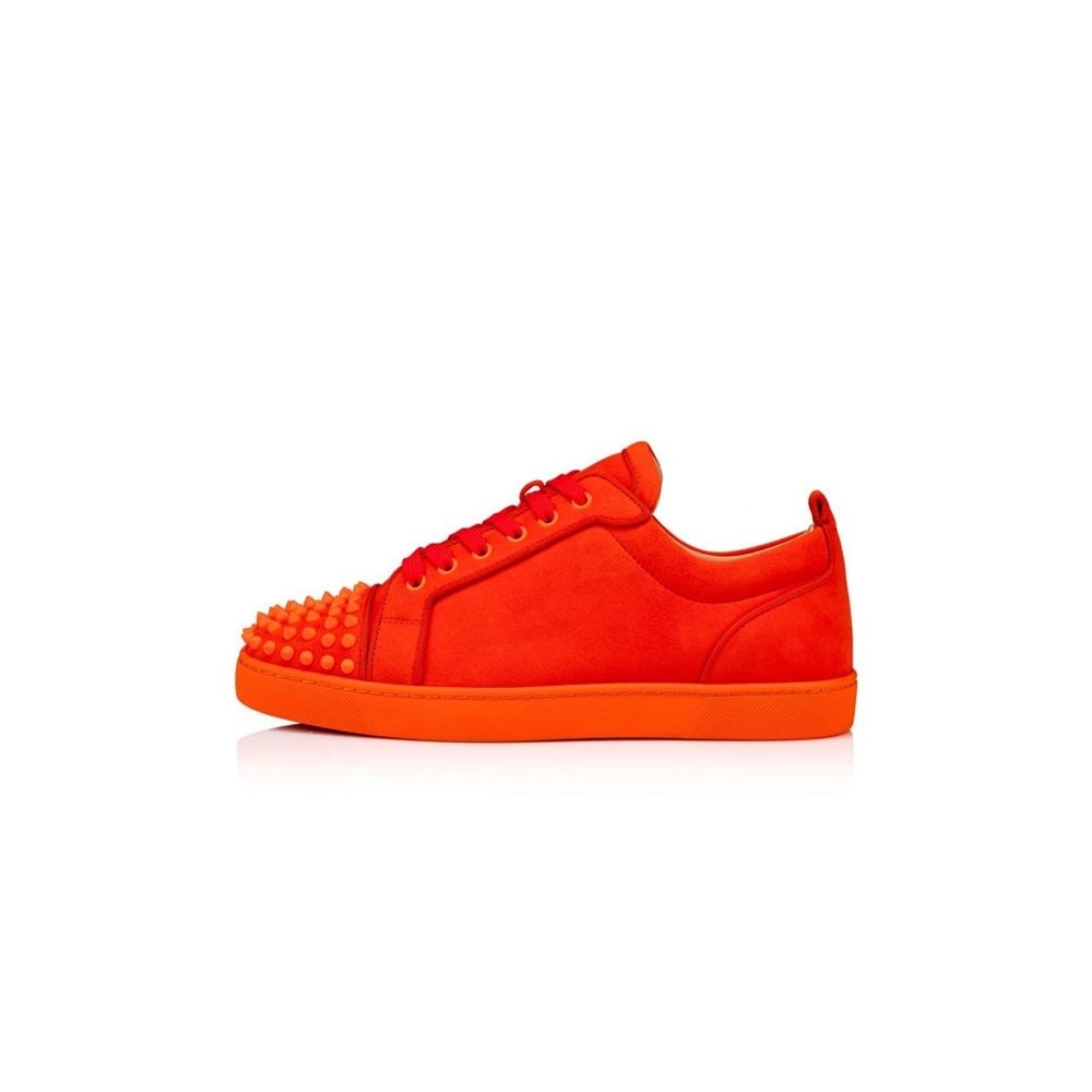 cheap Christian Louboutin Low-top Louis Junior SP Sunrise/sunrise Mat Suede Leather sale