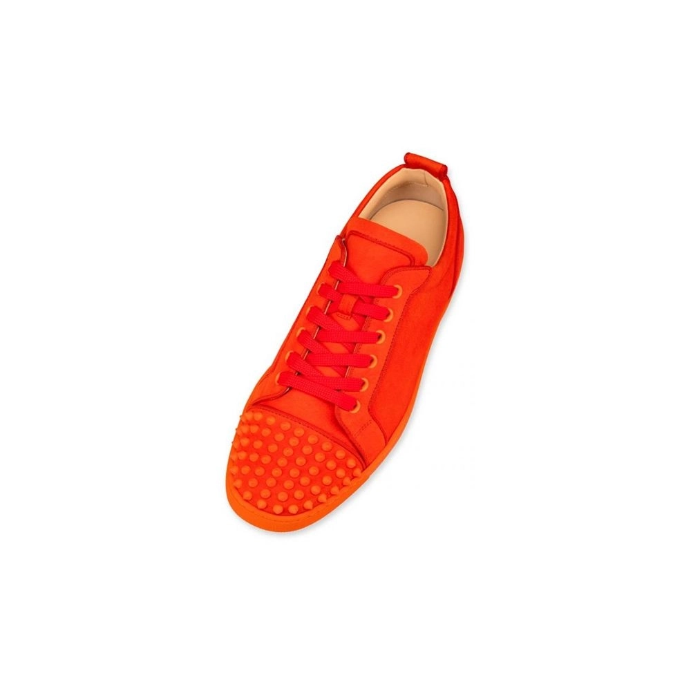 cheap Christian Louboutin Low-top Louis Junior SP Sunrise/sunrise Mat Suede Leather sale