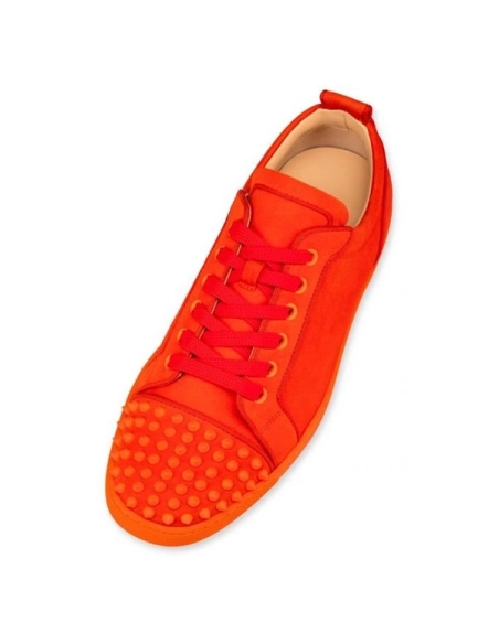 cheap Christian Louboutin Low-top Louis Junior SP Sunrise/sunrise Mat Suede Leather sale