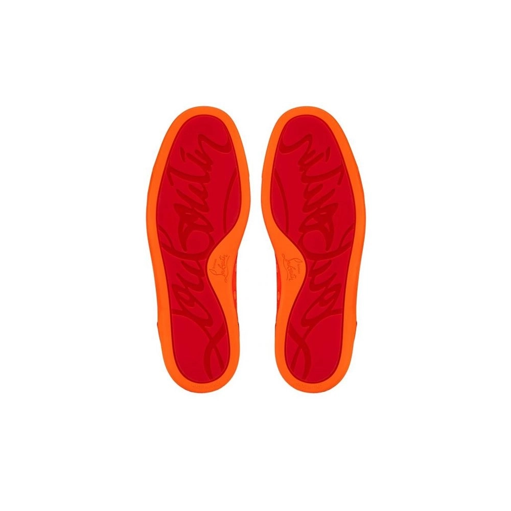 cheap Christian Louboutin Low-top Louis Junior SP Sunrise/sunrise Mat Suede Leather sale