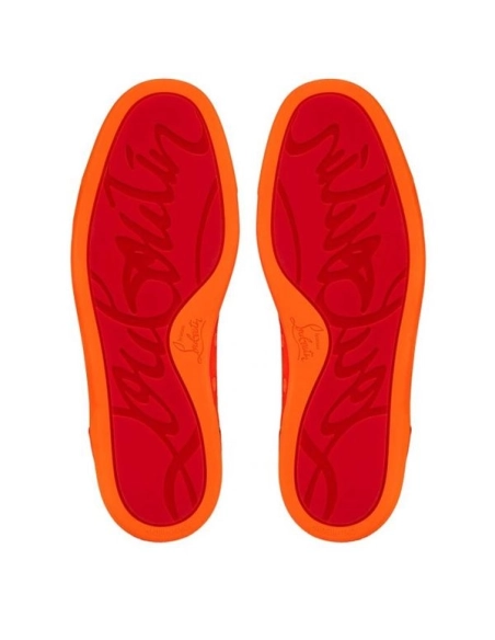 cheap Christian Louboutin Low-top Louis Junior SP Sunrise/sunrise Mat Suede Leather sale