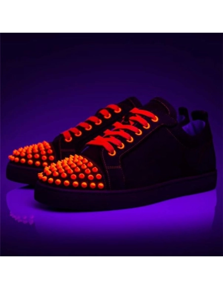 cheap Christian Louboutin Low-top Louis Junior SP Sunrise/sunrise Mat Suede Leather sale