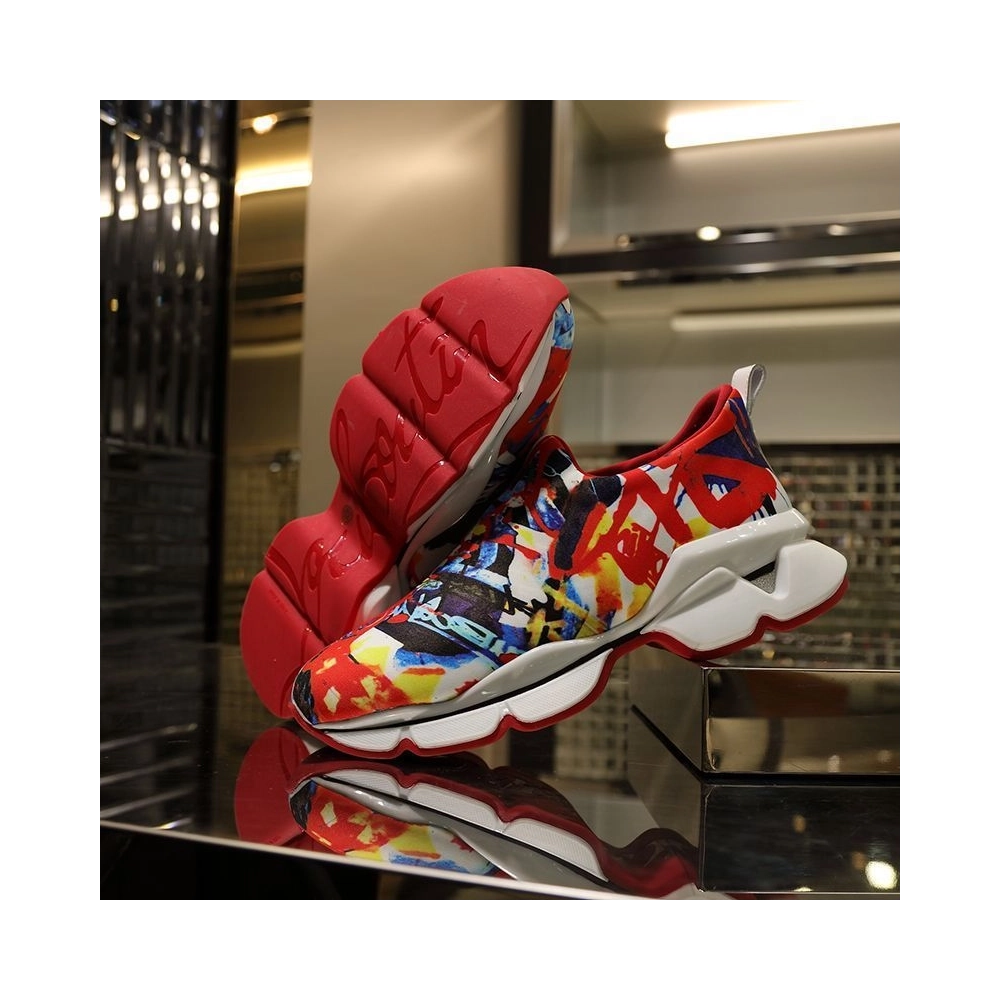 Cheap Christian Louboutin Space Run Donna Flat Sneakers Neoprene Multicolor Sale Online