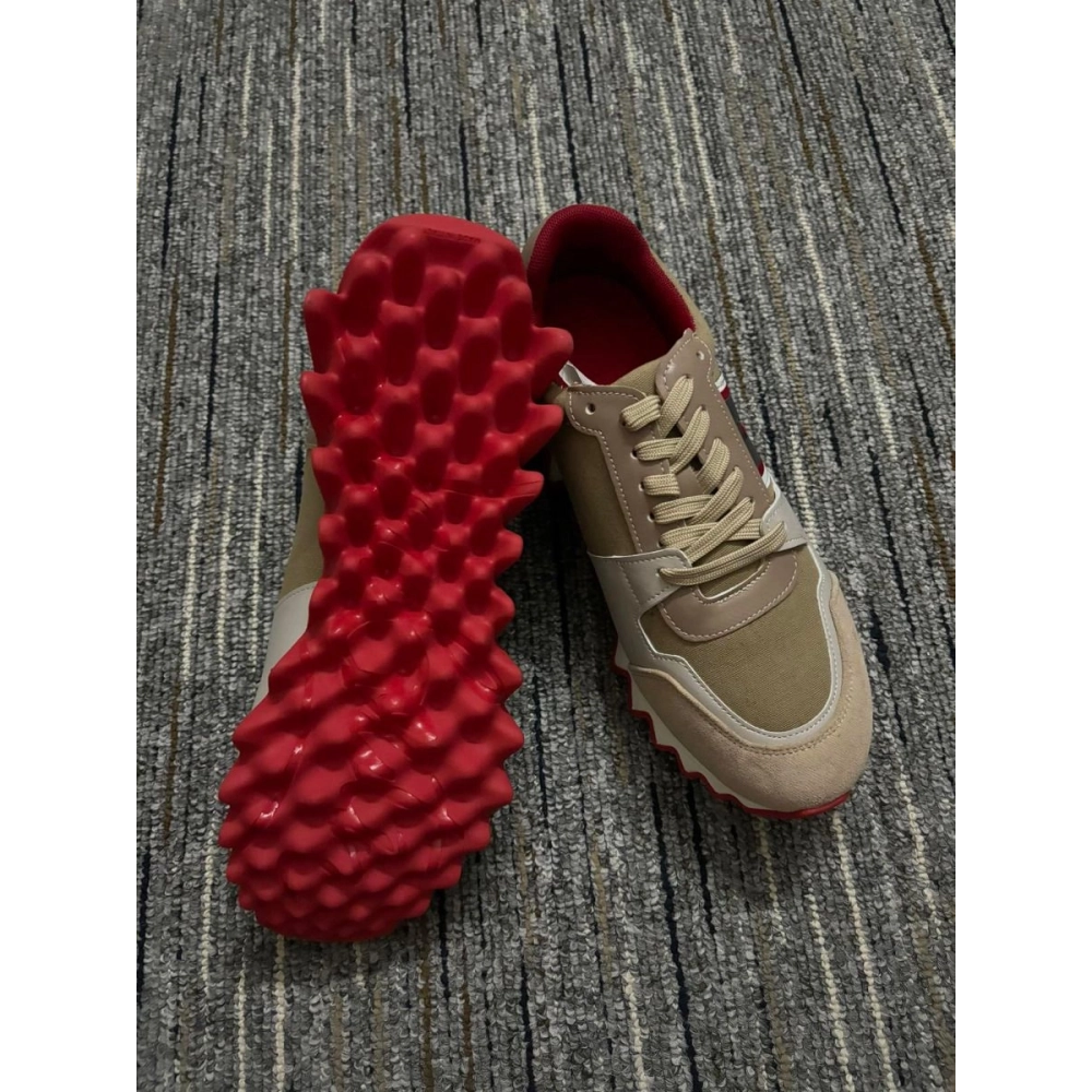 Discount Christian Louboutin Nastroshark Men Sneakers Calf Leather And Cotton Saharienne Outlet