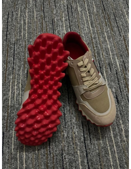 Discount Christian Louboutin Nastroshark Men Sneakers Calf Leather And Cotton Saharienne Outlet