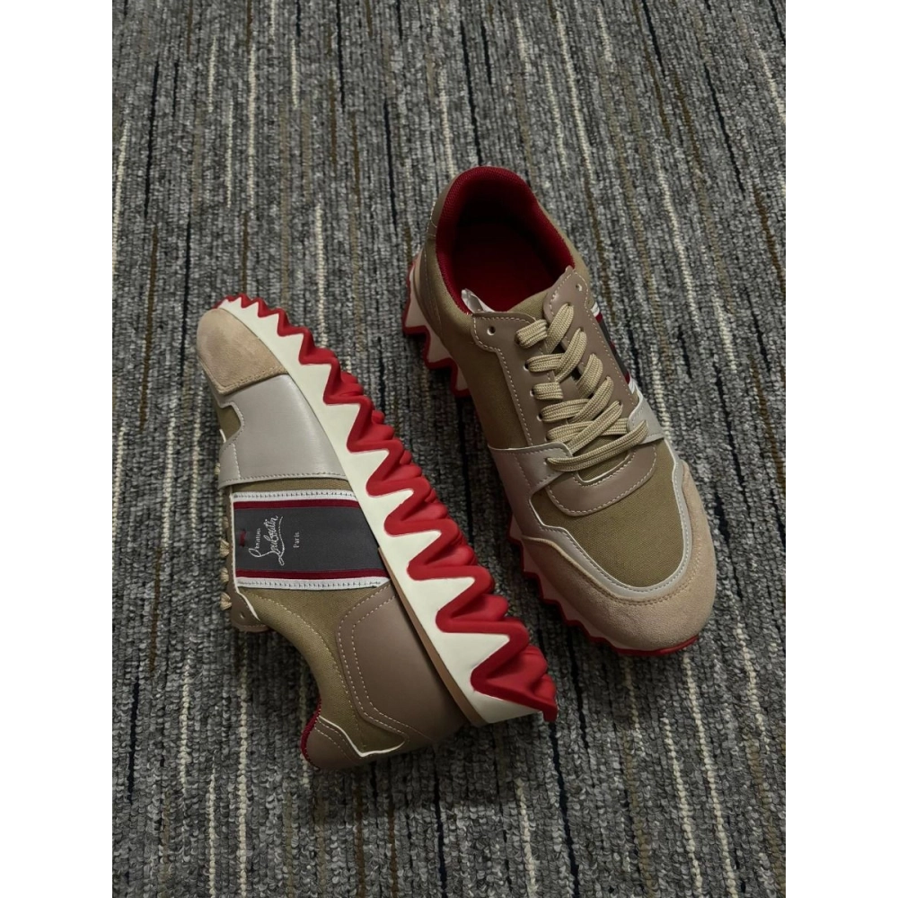 Discount Christian Louboutin Nastroshark Men Sneakers Calf Leather And Cotton Saharienne Outlet