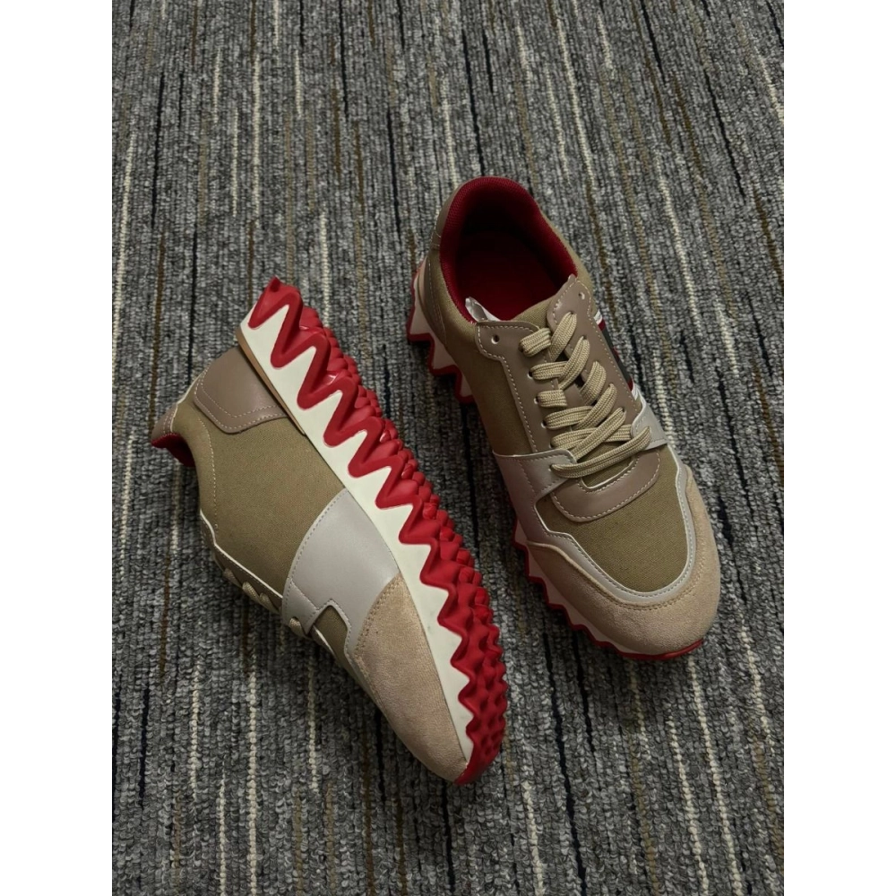 Discount Christian Louboutin Nastroshark Men Sneakers Calf Leather And Cotton Saharienne Outlet