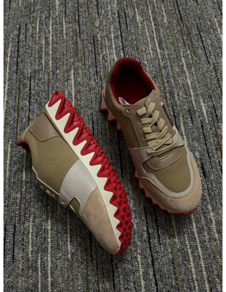 Discount Christian Louboutin Nastroshark Men Sneakers Calf Leather And Cotton Saharienne Outlet