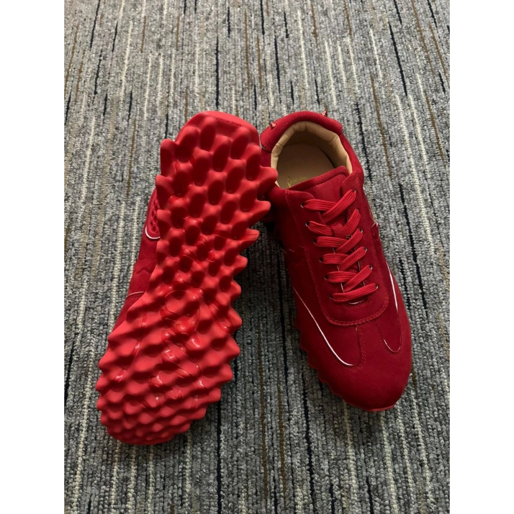 Replica Christian Louboutin Loubishark Sneakers Suede Leather Red