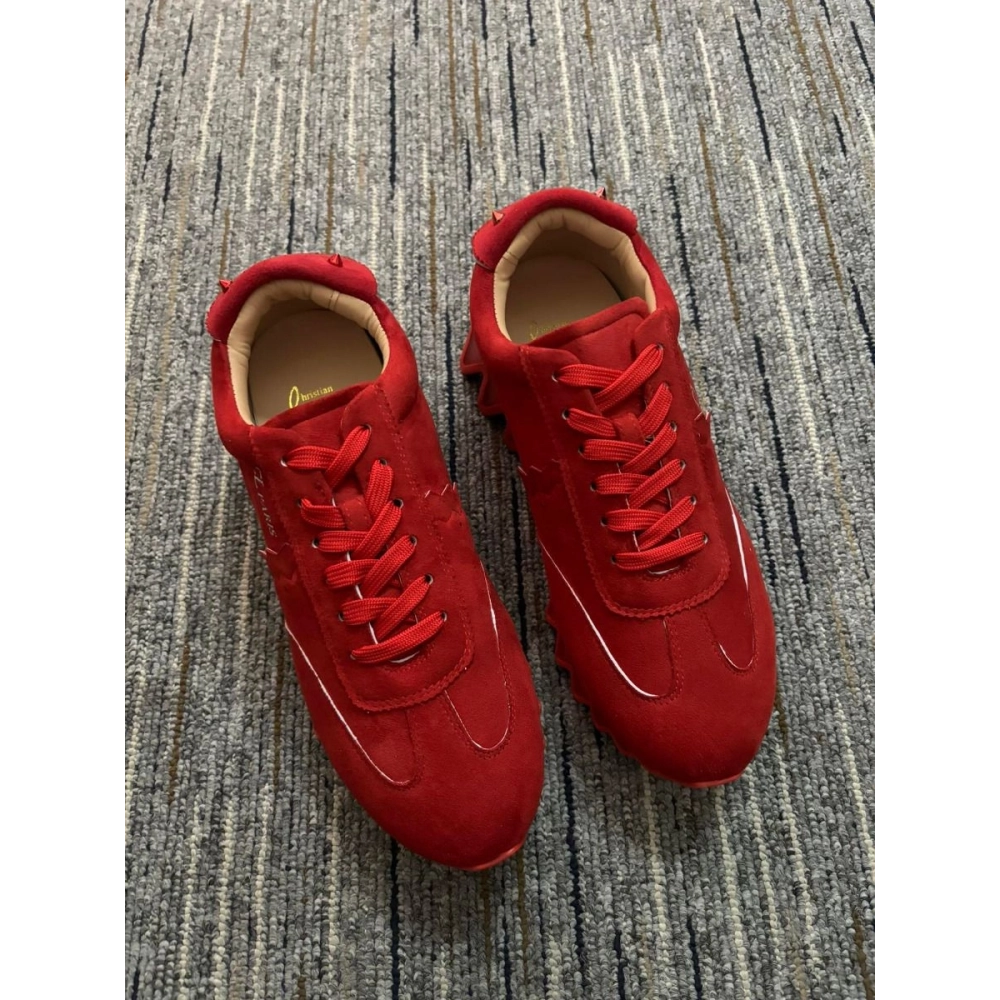 Replica Christian Louboutin Loubishark Sneakers Suede Leather Red