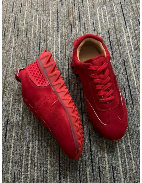 Replica Christian Louboutin Loubishark Sneakers Suede Leather Red