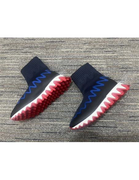 Fake Christian Louboutin Sharky Sock Men Sneakers Knit Mesh Blue