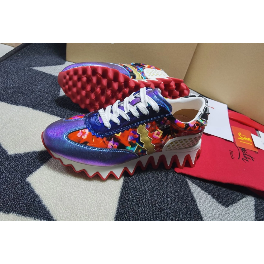 Cheap Christian Louboutin Loubishark Donna Flat Men Sneakers Mixed-print Multicolor for Sale