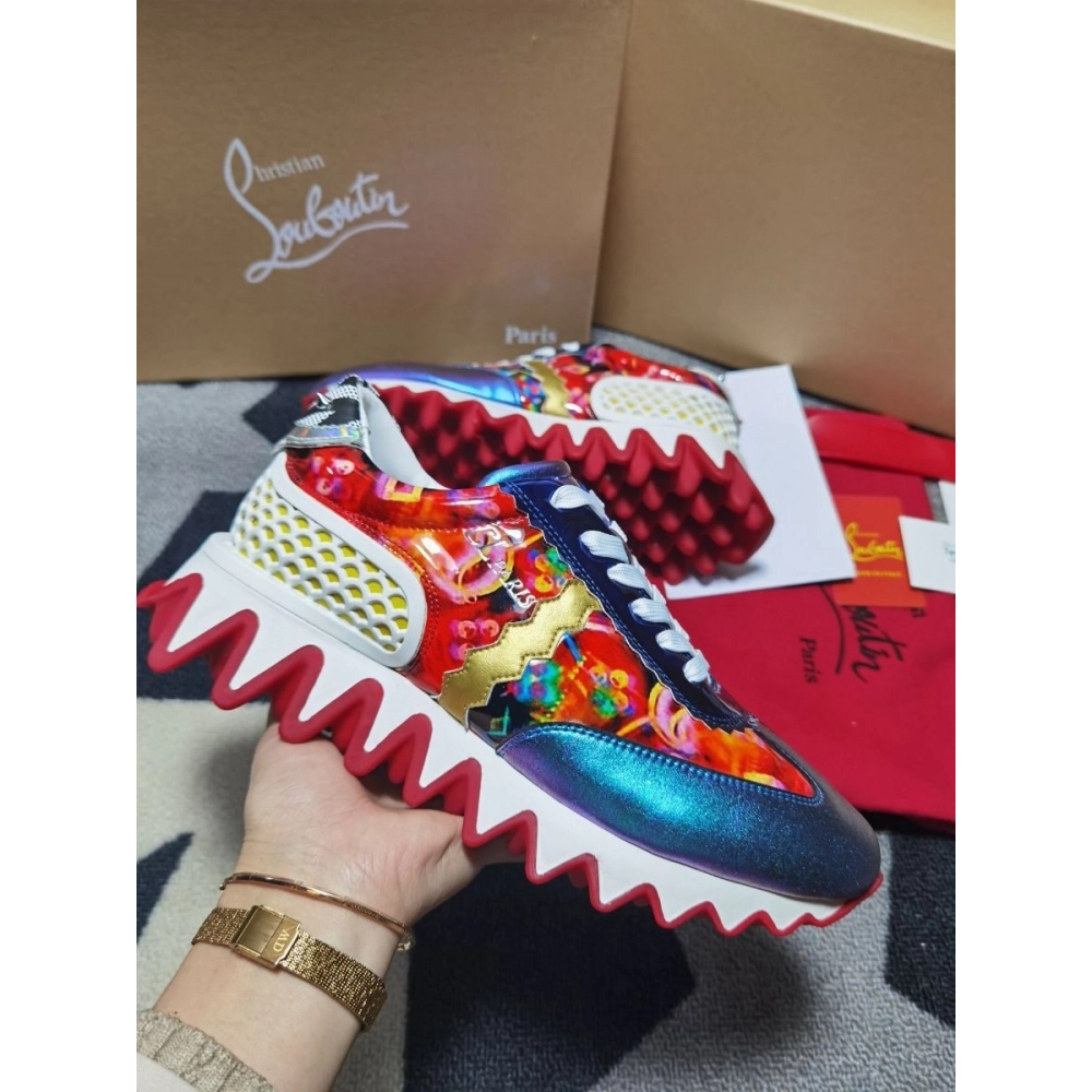 Cheap Christian Louboutin Loubishark Donna Flat Men Sneakers Mixed-print Multicolor for Sale