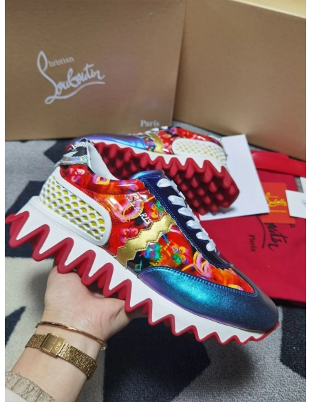 Cheap Christian Louboutin Loubishark Donna Flat Men Sneakers Mixed-print Multicolor for Sale