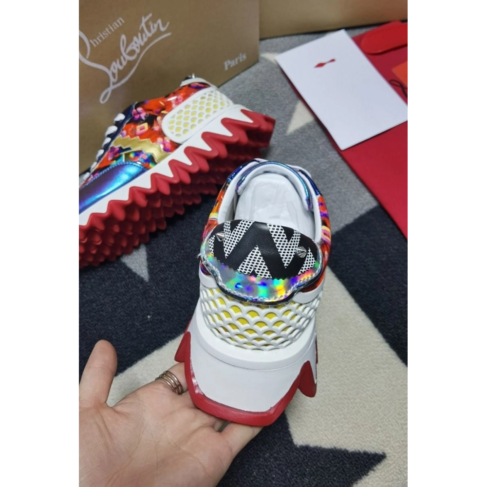 Cheap Christian Louboutin Loubishark Donna Flat Men Sneakers Mixed-print Multicolor for Sale