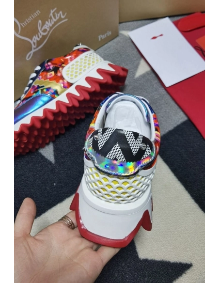 Cheap Christian Louboutin Loubishark Donna Flat Men Sneakers Mixed-print Multicolor for Sale