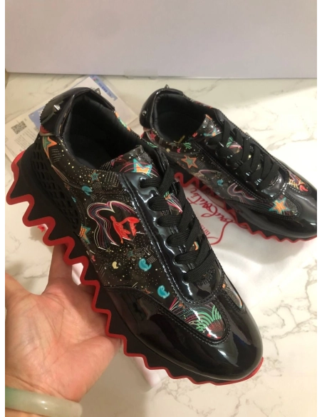 Discount Christian Louboutin Loubishark Donna Men Sneakers Patent Leather Multicolor Outlet