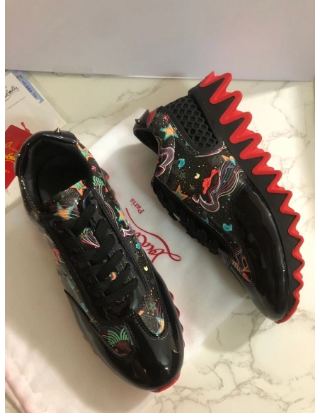 Discount Christian Louboutin Loubishark Donna Men Sneakers Patent Leather Multicolor Outlet