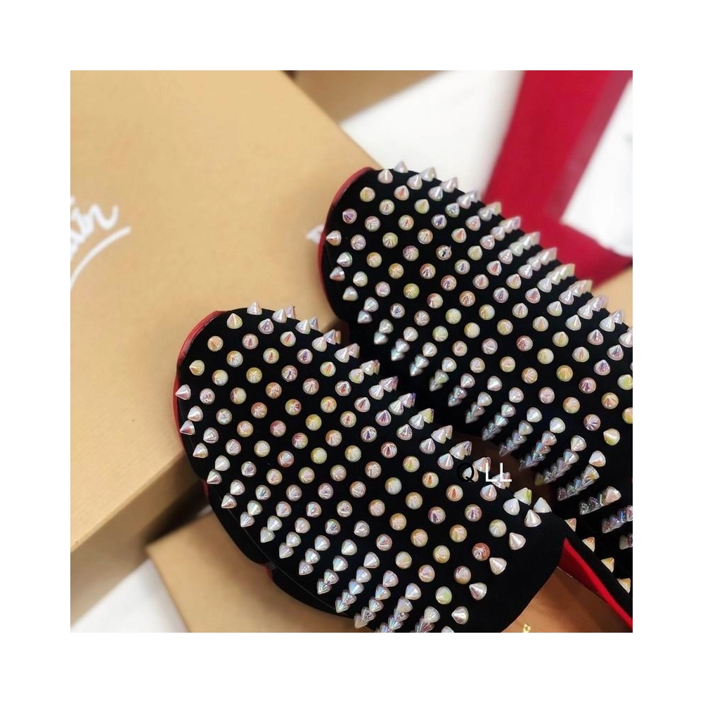 Discount Christian Louboutin Spike Sock Sneakers Neoprene Black Multicolor Spikes Outlet
