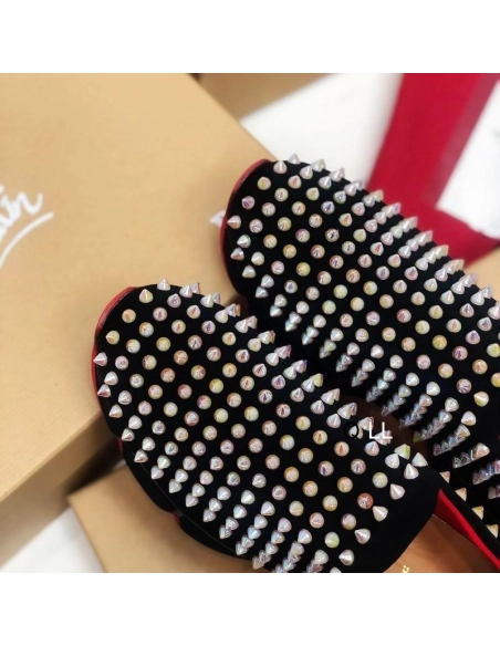 Discount Christian Louboutin Spike Sock Sneakers Neoprene Black Multicolor Spikes Outlet