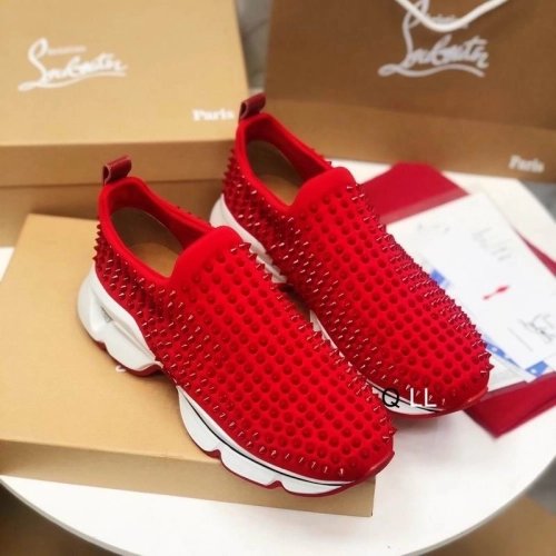 Replica Christian Louboutin Spike Sock Sneakers Neoprene Red, Knockoff Christian Louboutin Shoes