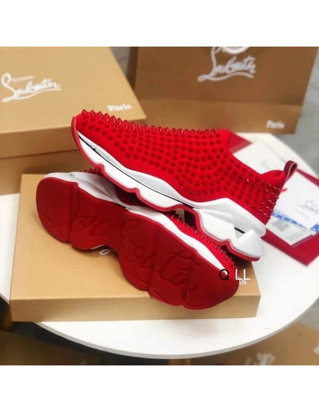 Replica Christian Louboutin Spike Sock Sneakers Neoprene Red, Knockoff Christian Louboutin Shoes