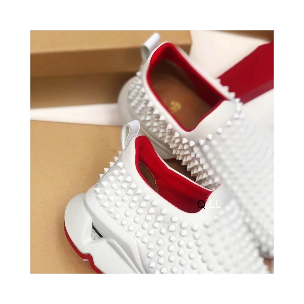 Replica Christian Louboutin Spike Sock Sneakers Neoprene White, Fake Christian Louboutin Shoes