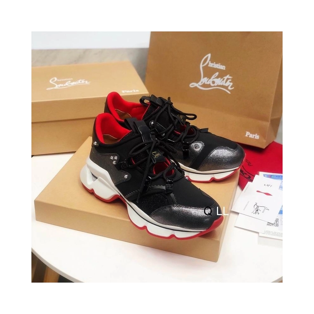 Discount Christian Louboutin Red Runner Flat Sneakers Calf Suede and Mesh Multi Outlet