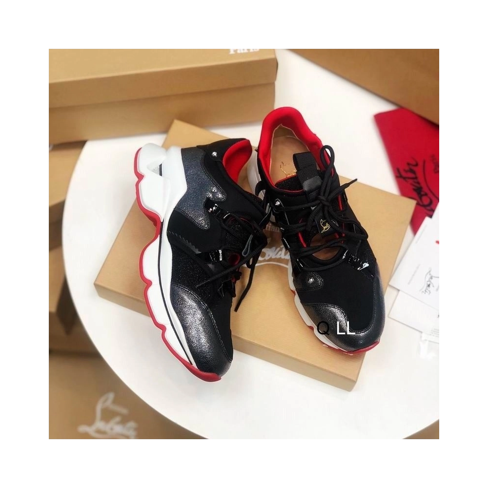 Discount Christian Louboutin Red Runner Flat Sneakers Calf Suede and Mesh Multi Outlet