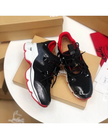 Discount Christian Louboutin Red Runner Flat Sneakers Calf Suede and Mesh Multi Outlet