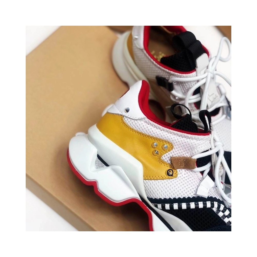 Knockoff Christian Louboutin Red Runner Flat Sneakers Calf Suede and Mesh Multi