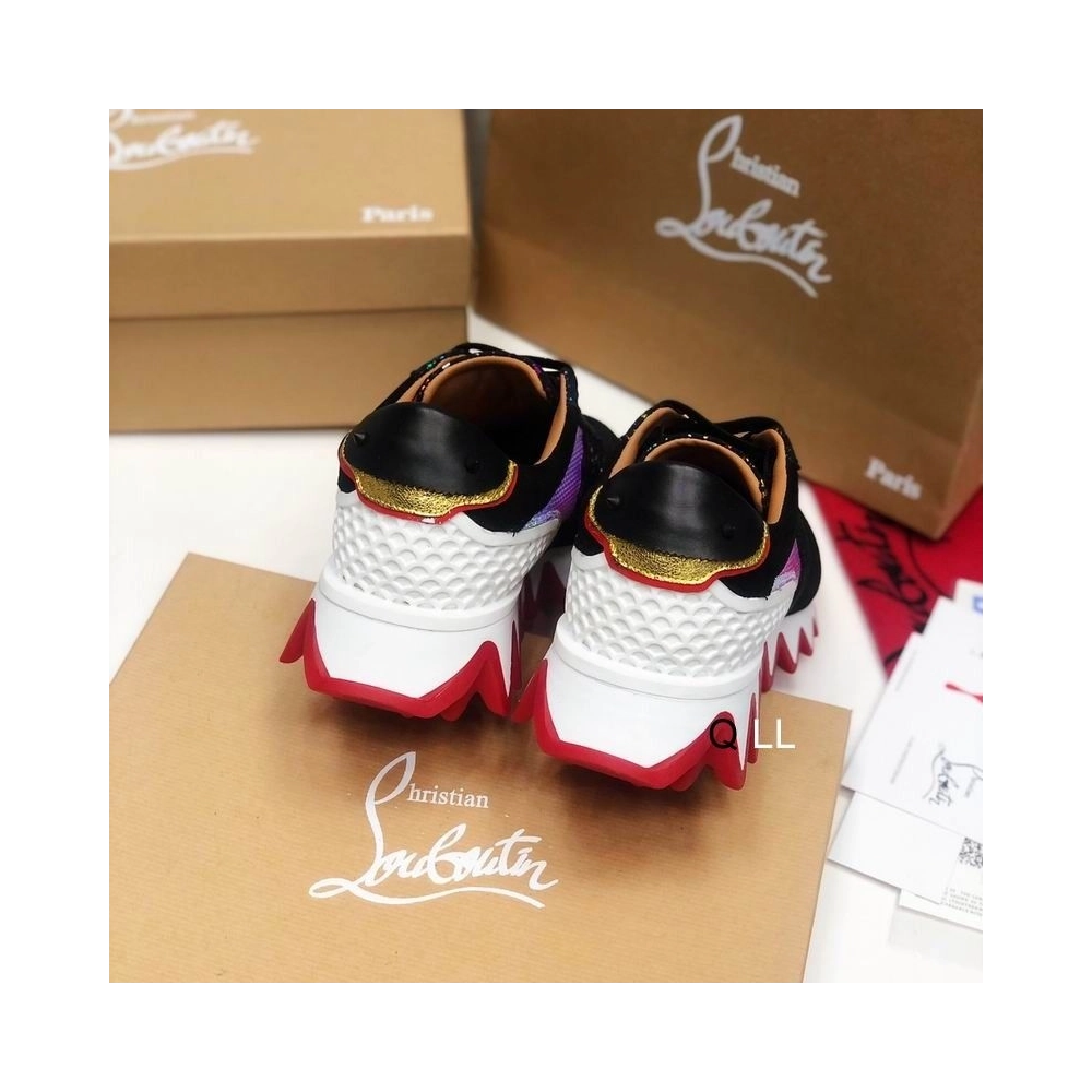 Christian Louboutin Loubishark Donna Flat Sneakers Leather And Suede Multicolor