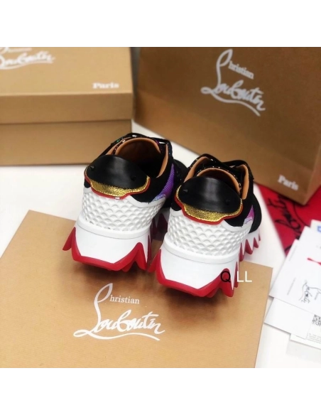 Christian Louboutin Loubishark Donna Flat Sneakers Leather And Suede Multicolor