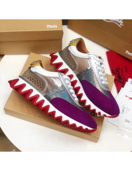 Fake Christian Louboutin Loubishark Sneakers Leather And PVC Multicolor, Knockoff CL Shoes