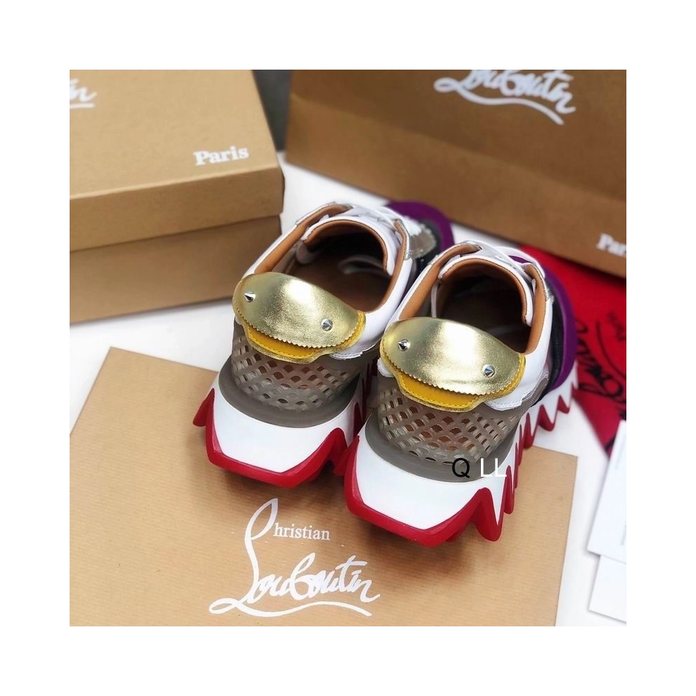 Fake Christian Louboutin Loubishark Sneakers Leather And PVC Multicolor, Knockoff CL Shoes