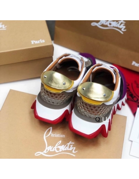 Fake Christian Louboutin Loubishark Sneakers Leather And PVC Multicolor, Knockoff CL Shoes