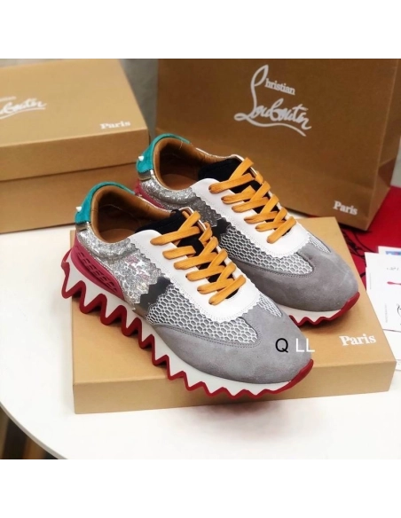 Fake Christian Louboutin Loubishark Sneakers Suede Calfskin Mesh Version Multicolor