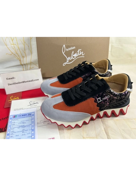 Replica Christian Louboutin Loubishark Sneakers Suede Multicolor, Fake Christian Louboutin Shoes