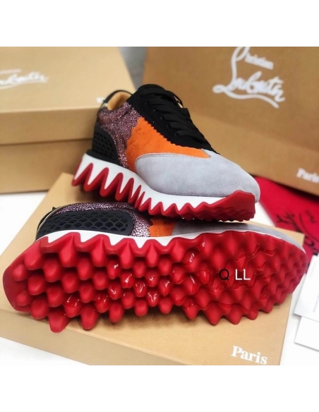 Replica Christian Louboutin Loubishark Sneakers Suede Multicolor, Fake Christian Louboutin Shoes